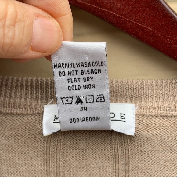 VTG Merino Wool Method Classic Relaxed V Neck Pullover Sweater Mens Large Tan - Picture 8 of 9